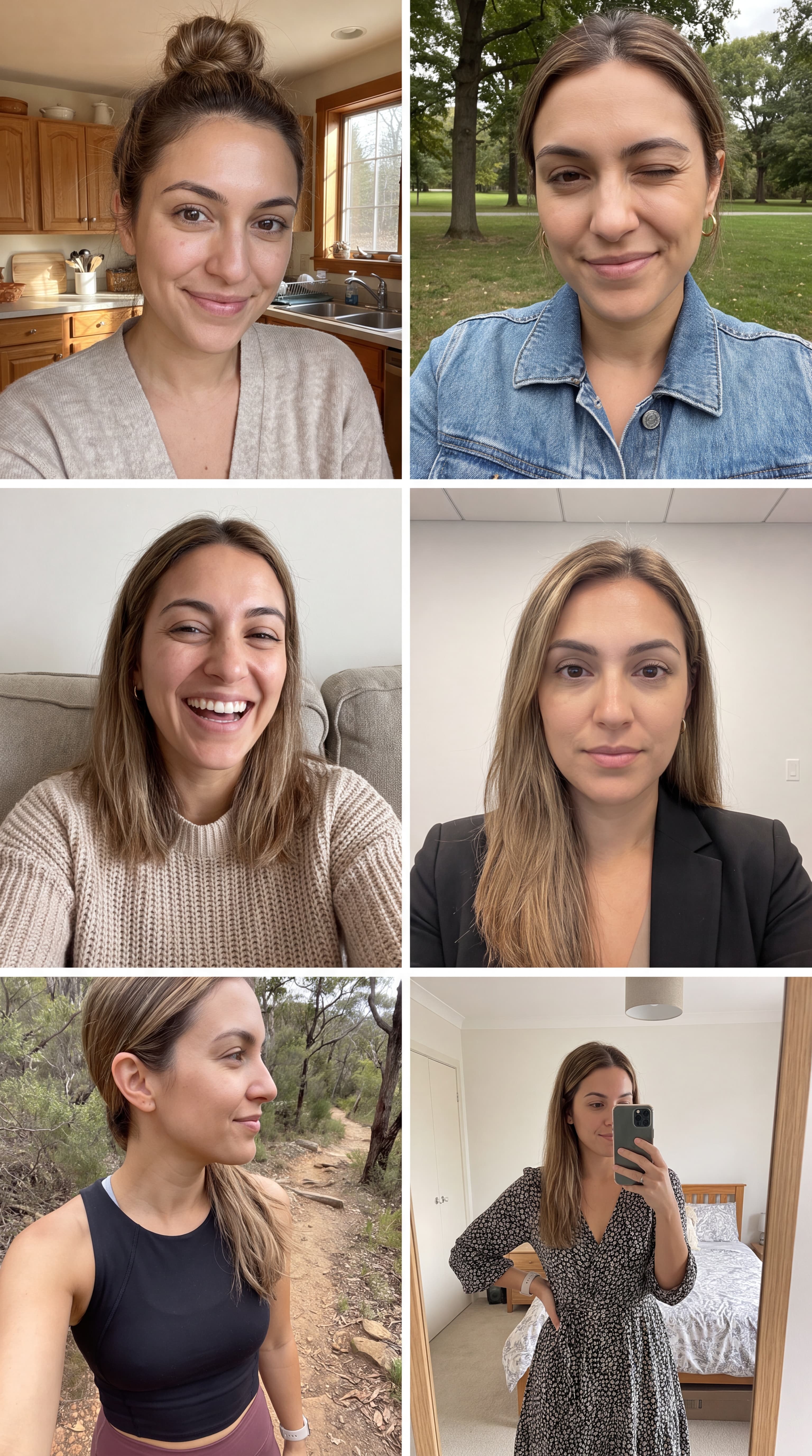 A roll of casual phone selfies of Gabriela